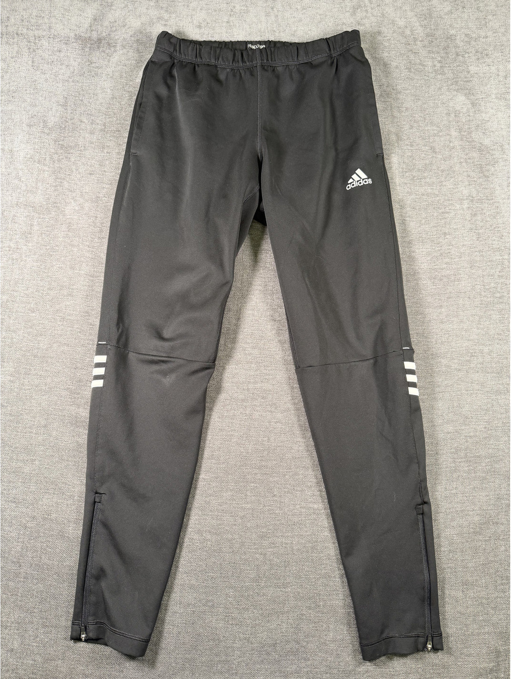Adidas Response Black Athletic Track Pants with Zipper Ankles, Size Small